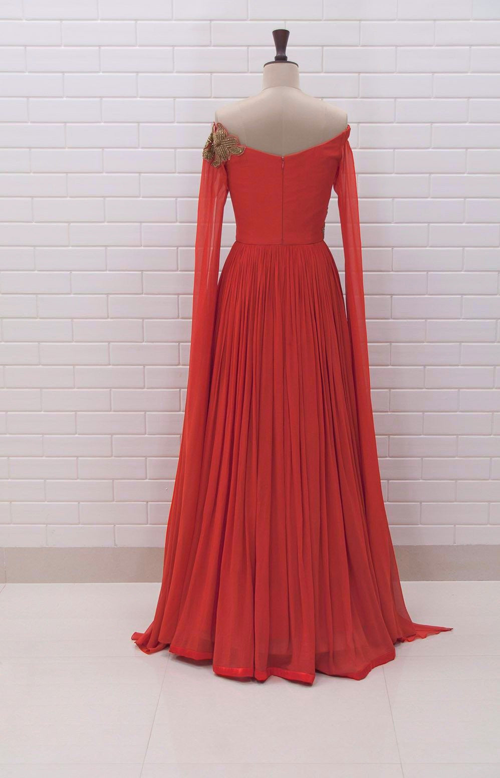 Princess Off Shoulder Long Sleeves Red Long Prom Dress, Off the Should –  abcprom